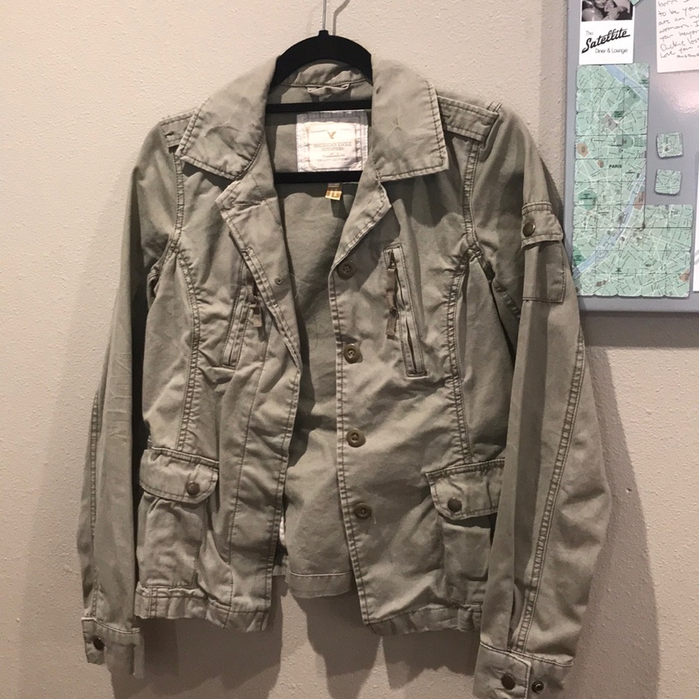 American Eagle Green Denim Jacket